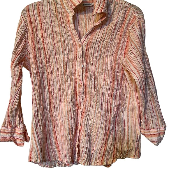 Women’s Pink Striped Button Down Shirt - Picture 2 of 3